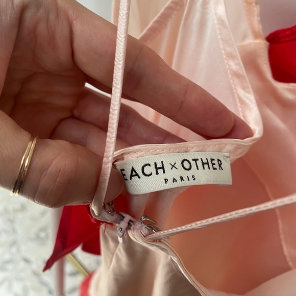 Each X Other Paris Silk Asymmetrical Ruffle Red Nude Straps Dress Sz S RRP $960 - Picture 5 of 13